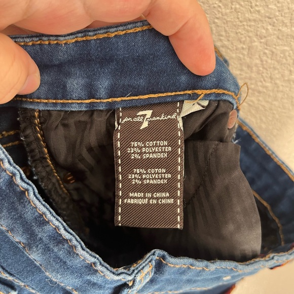 7 FOR ALL MANKIND Girls Kids Medium Wash Stretch Denim The Skinny Jeans Size 7 - Picture 6 of 12